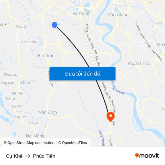 Cự Khê to Phúc Tiến map