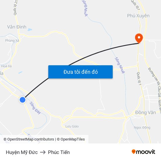 Huyện Mỹ Đức to Phúc Tiến map