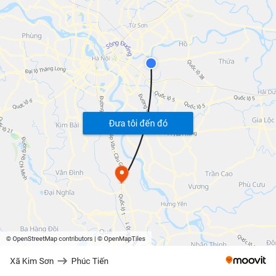 Xã Kim Sơn to Phúc Tiến map