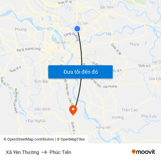 Xã Yên Thường to Phúc Tiến map