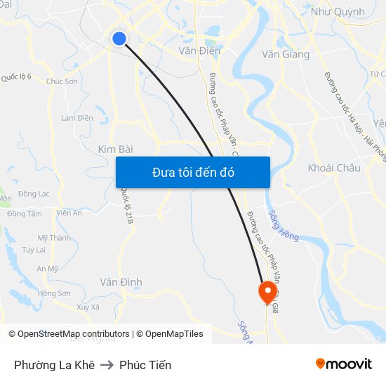 Phường La Khê to Phúc Tiến map