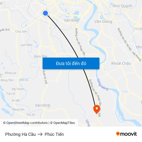 Phường Hà Cầu to Phúc Tiến map