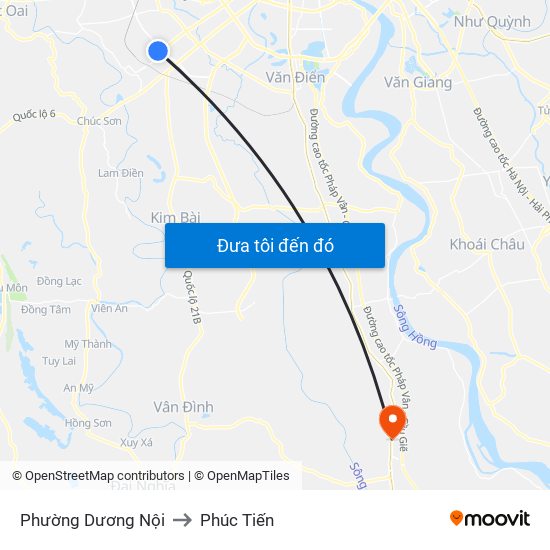 Phường Dương Nội to Phúc Tiến map