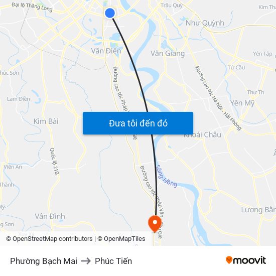 Phường Bạch Mai to Phúc Tiến map