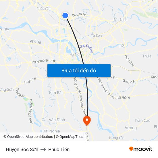 Huyện Sóc Sơn to Phúc Tiến map