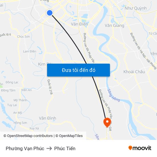 Phường Vạn Phúc to Phúc Tiến map