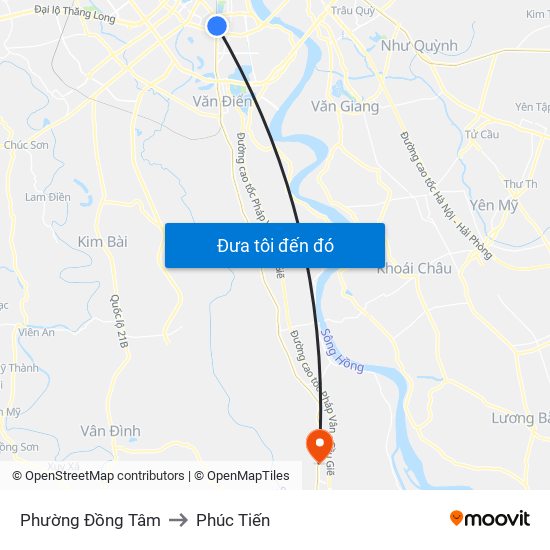 Phường Đồng Tâm to Phúc Tiến map