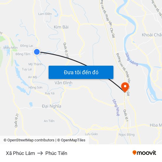 Xã Phúc Lâm to Phúc Tiến map