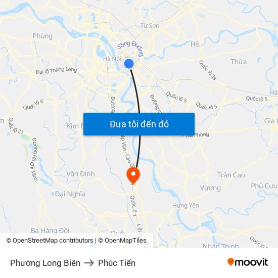 Phường Long Biên to Phúc Tiến map