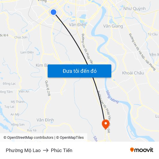 Phường Mộ Lao to Phúc Tiến map