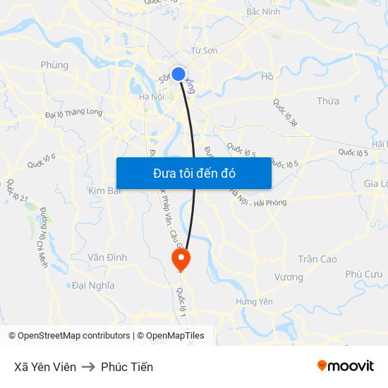 Xã Yên Viên to Phúc Tiến map