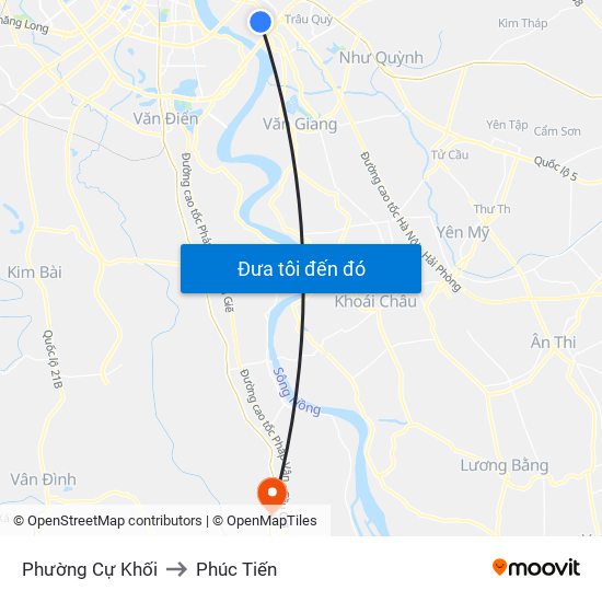 Phường Cự Khối to Phúc Tiến map