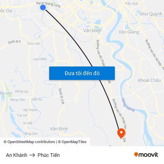 An Khánh to Phúc Tiến map