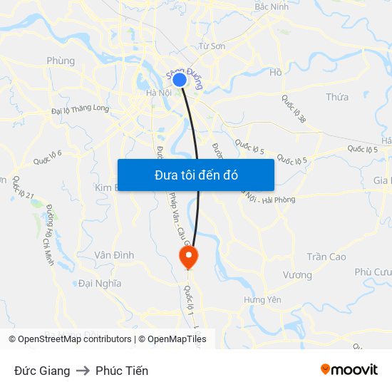 Đức Giang to Phúc Tiến map