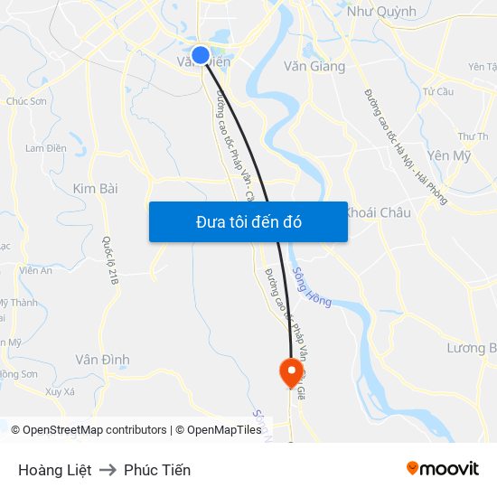 Hoàng Liệt to Phúc Tiến map