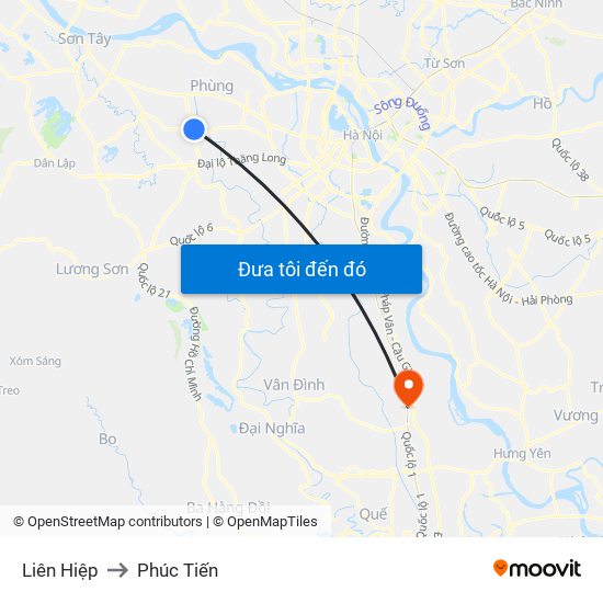 Liên Hiệp to Phúc Tiến map