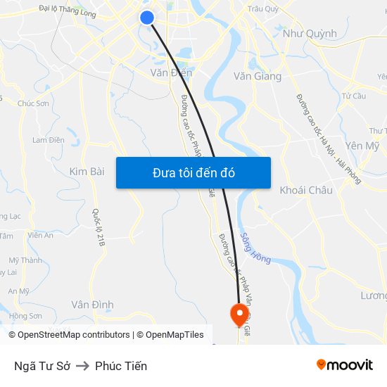 Ngã Tư Sở to Phúc Tiến map