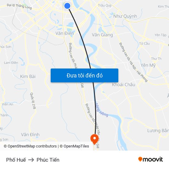 Phố Huế to Phúc Tiến map