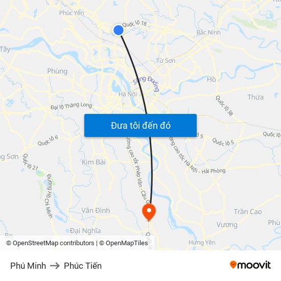 Phú Minh to Phúc Tiến map