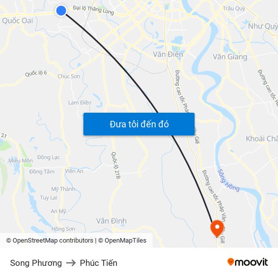 Song Phương to Phúc Tiến map