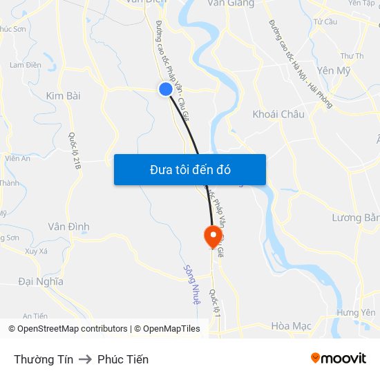 Thường Tín to Phúc Tiến map