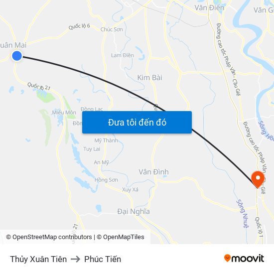 Thủy Xuân Tiên to Phúc Tiến map