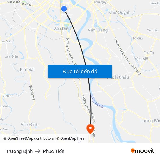 Trương Định to Phúc Tiến map