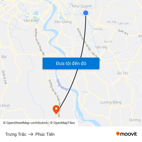 Trưng Trắc to Phúc Tiến map