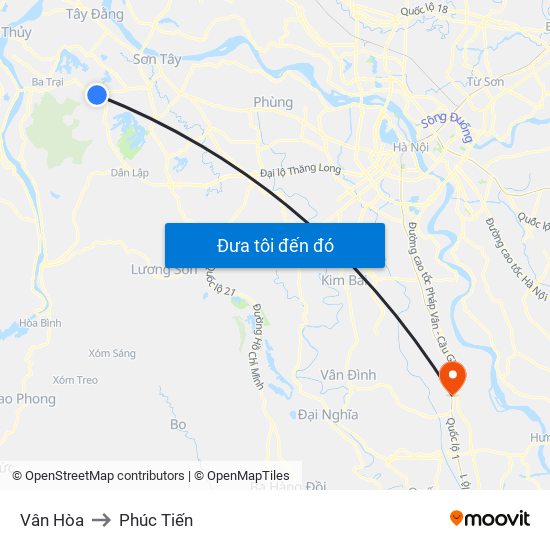 Vân Hòa to Phúc Tiến map