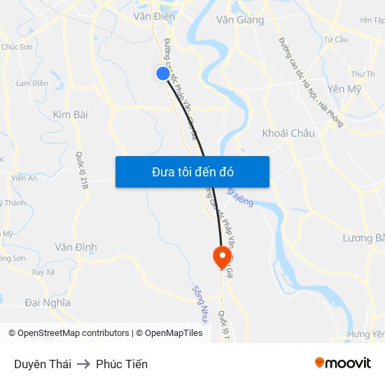 Duyên Thái to Phúc Tiến map