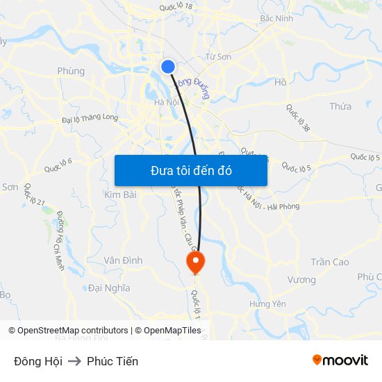 Đông Hội to Phúc Tiến map