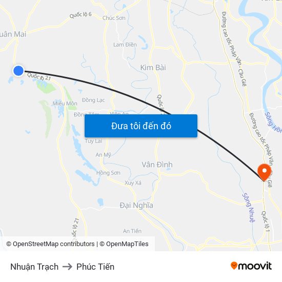 Nhuận Trạch to Phúc Tiến map