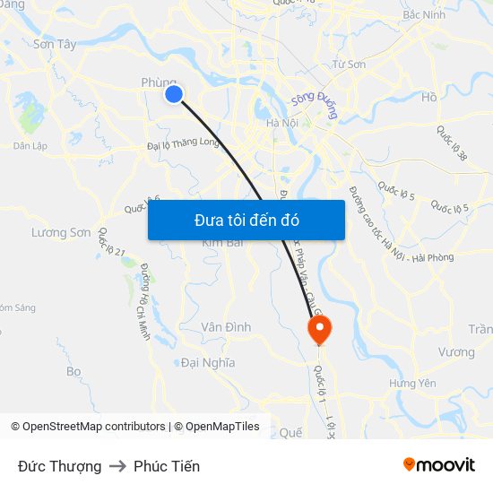 Đức Thượng to Phúc Tiến map