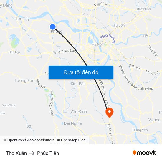 Thọ Xuân to Phúc Tiến map