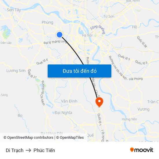 Di Trạch to Phúc Tiến map