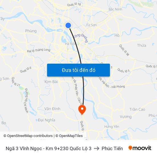 Ngã 3 Vĩnh Ngọc - Km 9+230 Quốc Lộ 3 to Phúc Tiến map