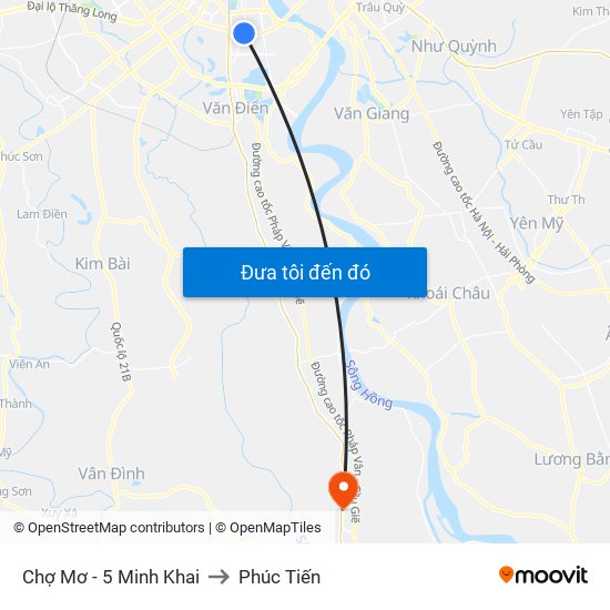 Chợ Mơ - 5 Minh Khai to Phúc Tiến map