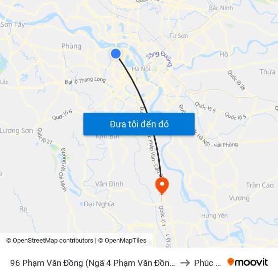 96 Phạm Văn Đồng (Ngã 4 Phạm Văn Đồng - Xuân Đỉnh) to Phúc Tiến map