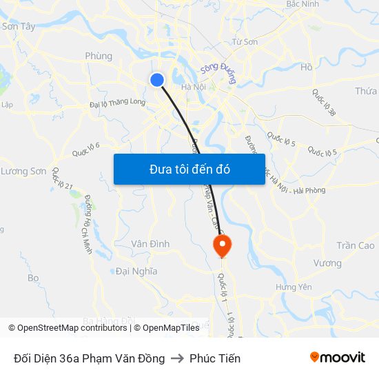 Chung Cư Greenstars- Phạm Văn Đồng to Phúc Tiến map