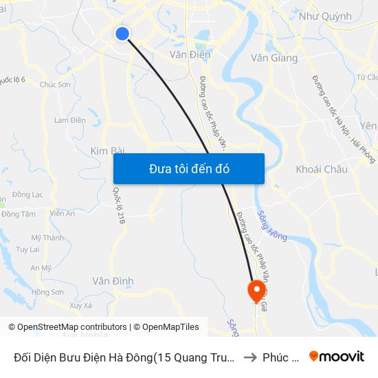 Đối Diện Bưu Điện Hà Đông(15 Quang Trung Hà Đông) to Phúc Tiến map