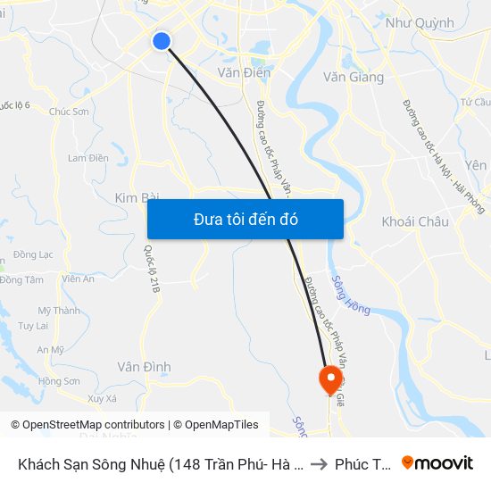 Khách Sạn Sông Nhuệ (148 Trần Phú- Hà Đông) to Phúc Tiến map