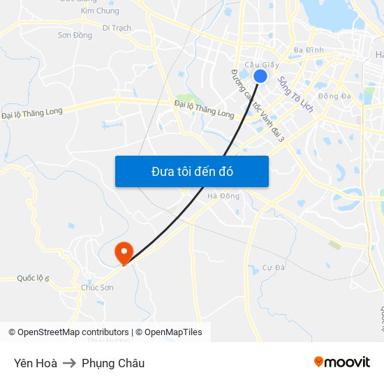Yên Hoà to Phụng Châu map