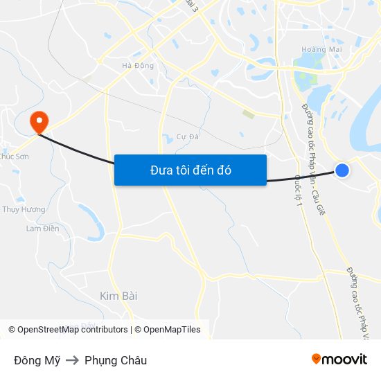 Đông Mỹ to Phụng Châu map