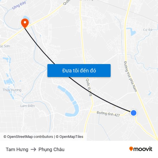 Tam Hưng to Phụng Châu map