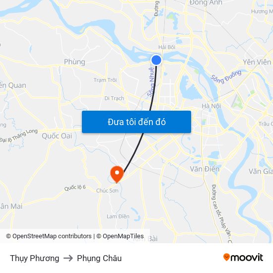 Thụy Phương to Phụng Châu map