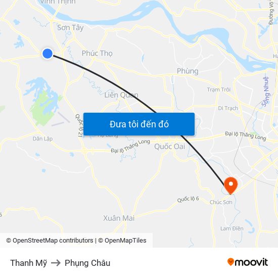 Thanh Mỹ to Phụng Châu map