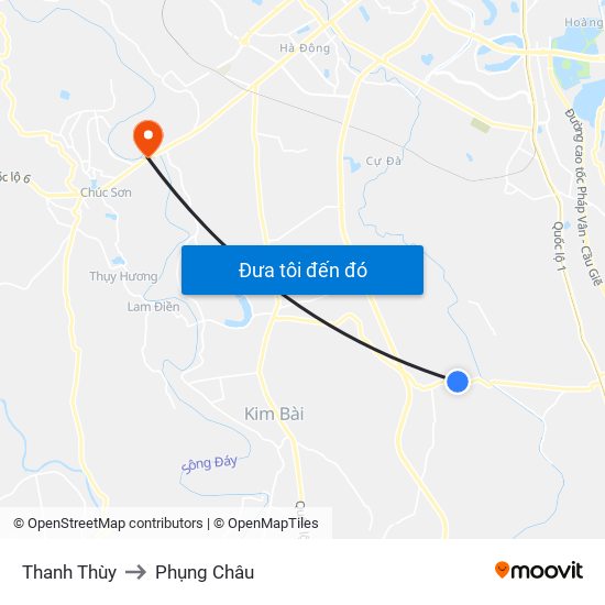 Thanh Thùy to Phụng Châu map