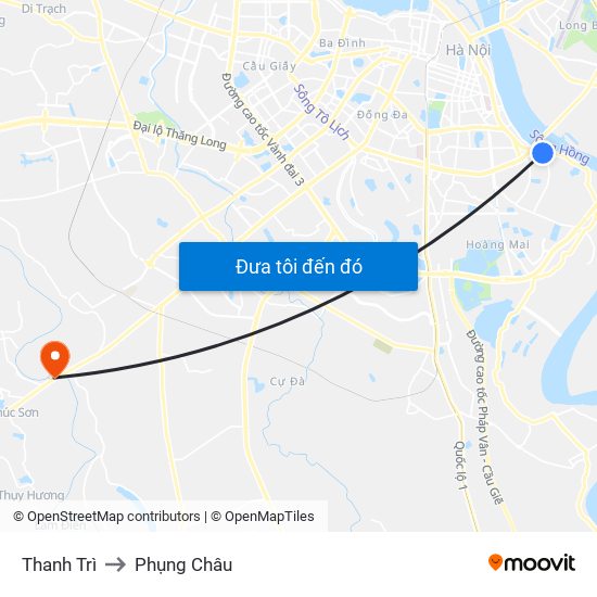 Thanh Trì to Phụng Châu map