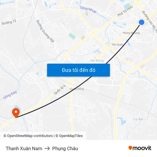 Thanh Xuân Nam to Phụng Châu map