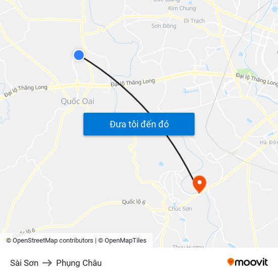 Sài Sơn to Phụng Châu map